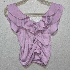 Lilac Ruffle Front-Smocked Women's Blouse
